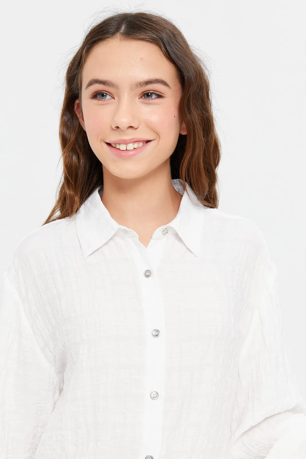 Senior Girls White Shirt With Silver Buttons