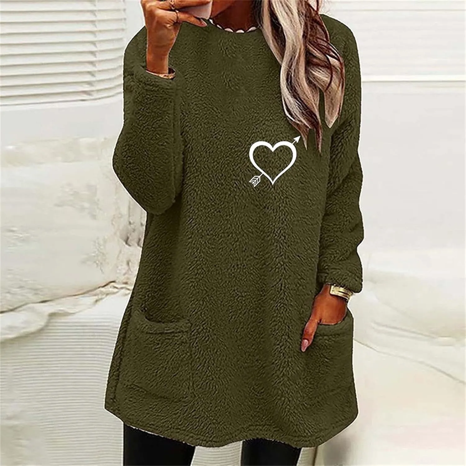 SHAOBGE Hoodies for Women Fleece Linend Warm Sweatshirt Hoodies Long Sleeve Tunic Pullover with Pockets Warm Winter Hoodies