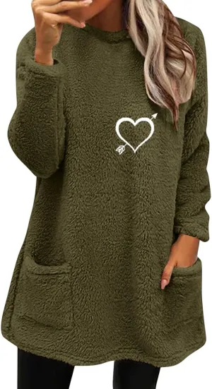 SHAOBGE Hoodies for Women Fleece Linend Warm Sweatshirt Hoodies Long Sleeve Tunic Pullover with Pockets Warm Winter Hoodies