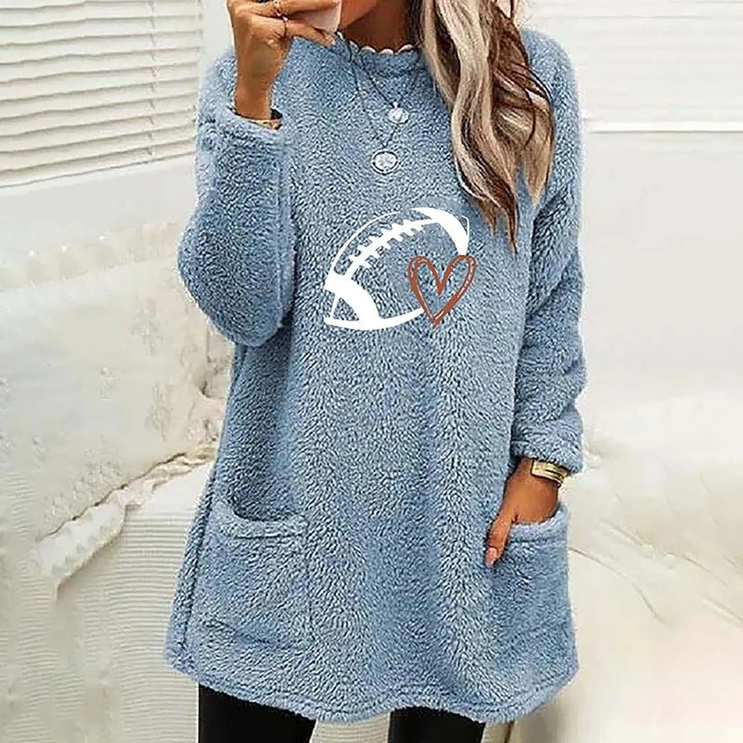 SHAOBGE Hoodies for Women Fleece Linend Warm Sweatshirt Hoodies Long Sleeve Tunic Pullover with Pockets Warm Winter Hoodies