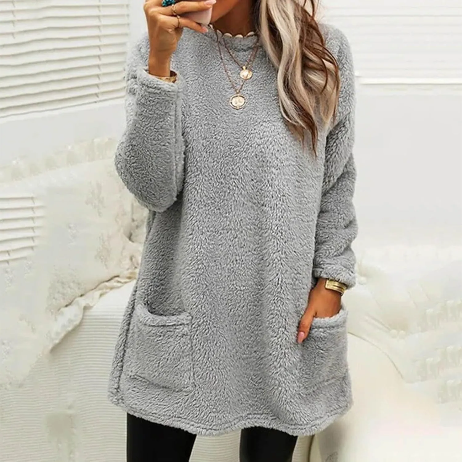 SHAOBGE Hoodies for Women Fleece Linend Warm Sweatshirt Hoodies Long Sleeve Tunic Pullover with Pockets Warm Winter Hoodies