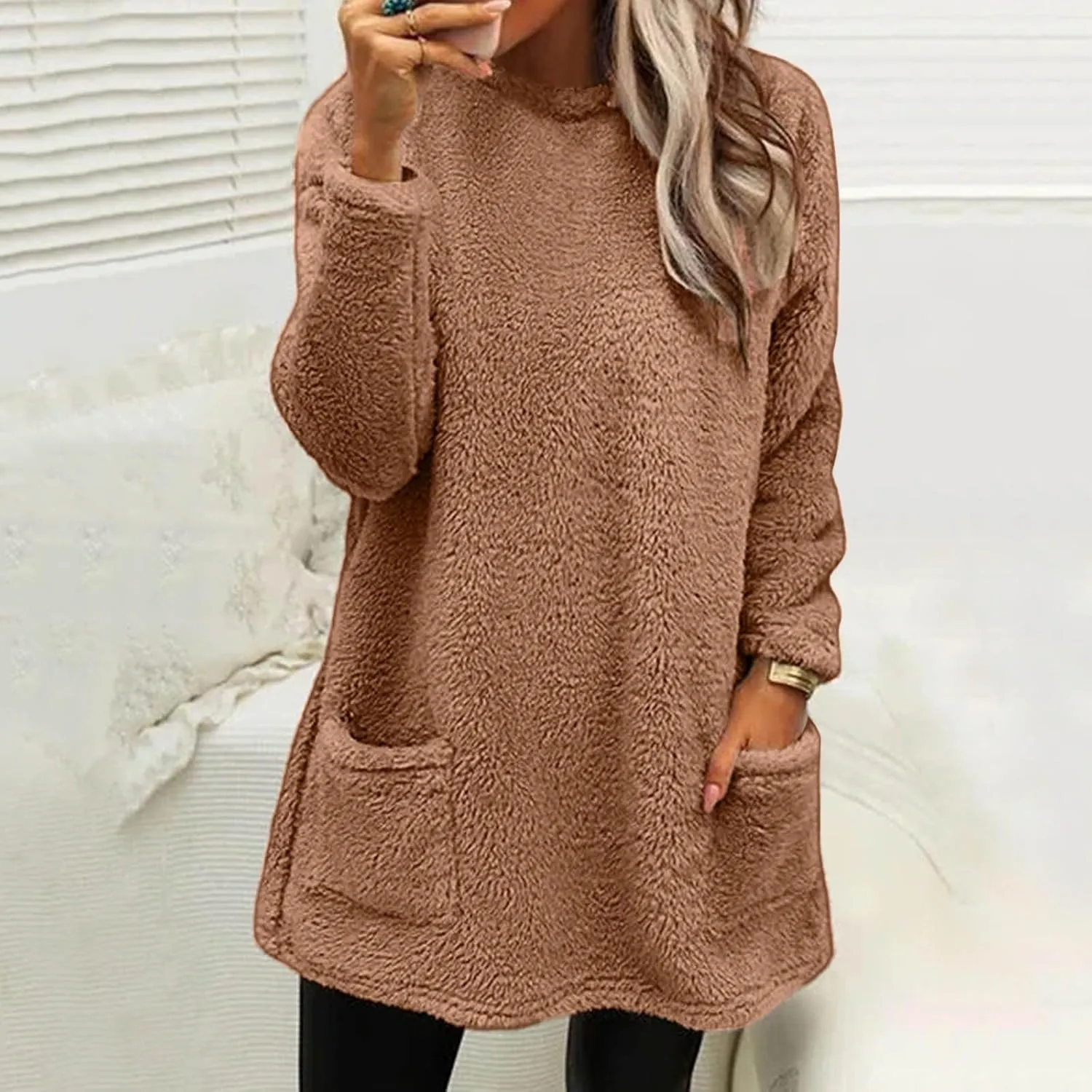 SHAOBGE Hoodies for Women Fleece Linend Warm Sweatshirt Hoodies Long Sleeve Tunic Pullover with Pockets Warm Winter Hoodies