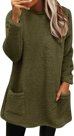 SHAOBGE Hoodies for Women Fleece Linend Warm Sweatshirt Hoodies Long Sleeve Tunic Pullover with Pockets Warm Winter Hoodies