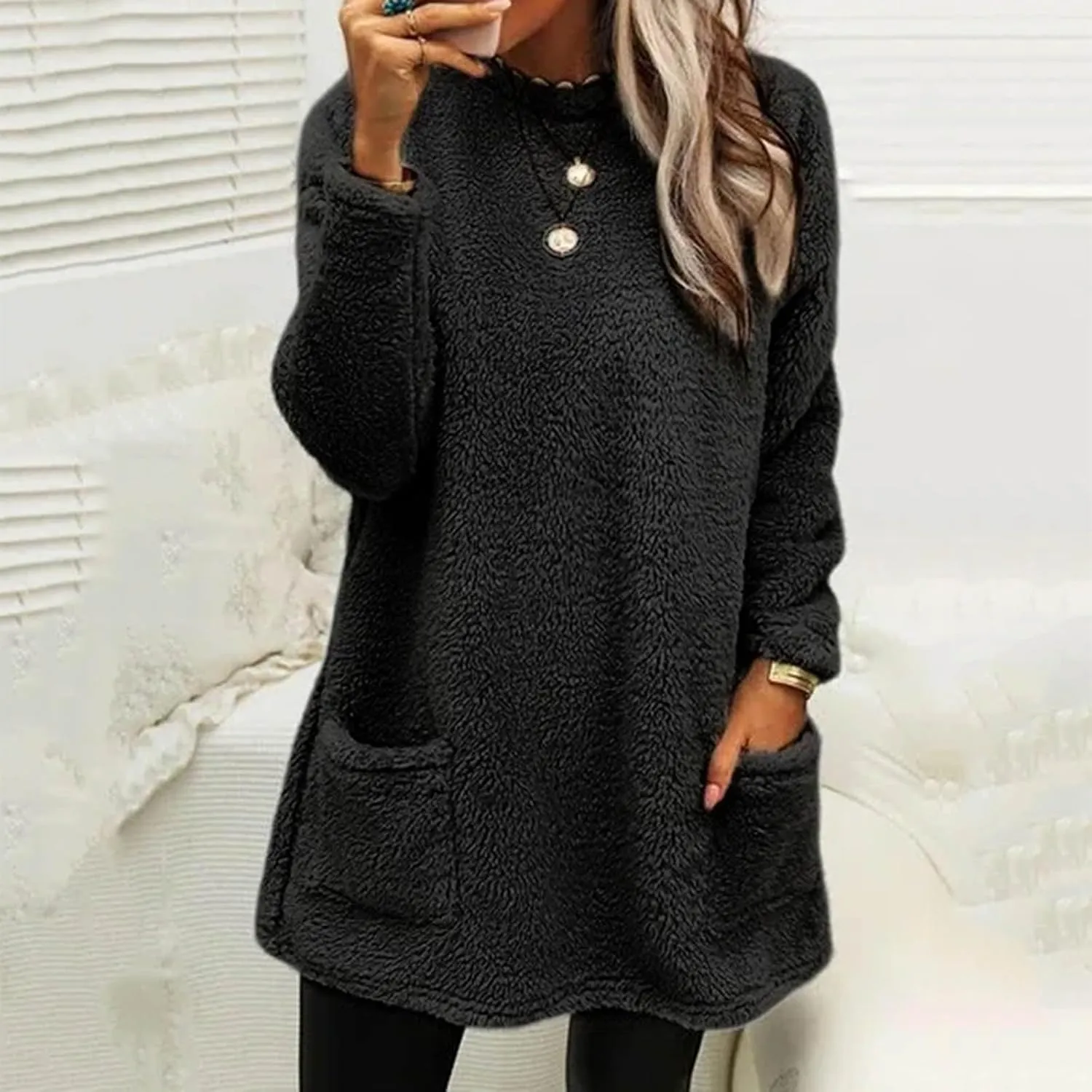 SHAOBGE Hoodies for Women Fleece Linend Warm Sweatshirt Hoodies Long Sleeve Tunic Pullover with Pockets Warm Winter Hoodies