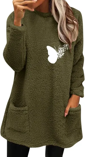 SHAOBGE Hoodies for Women Fleece Linend Warm Sweatshirt Hoodies Long Sleeve Tunic Pullover with Pockets Warm Winter Hoodies