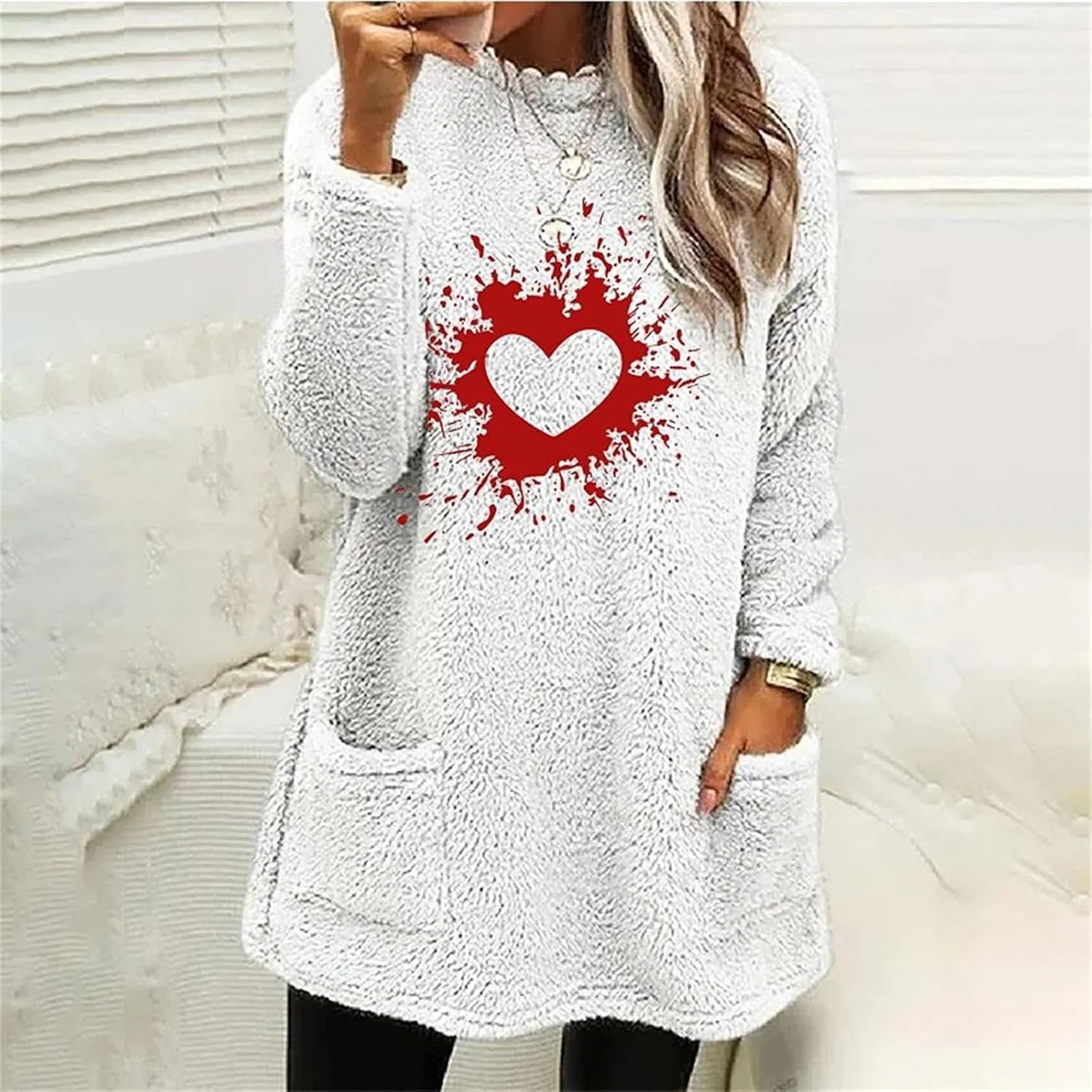 SHAOBGE Hoodies for Women Fleece Linend Warm Sweatshirt Hoodies Long Sleeve Tunic Pullover with Pockets Warm Winter Hoodies
