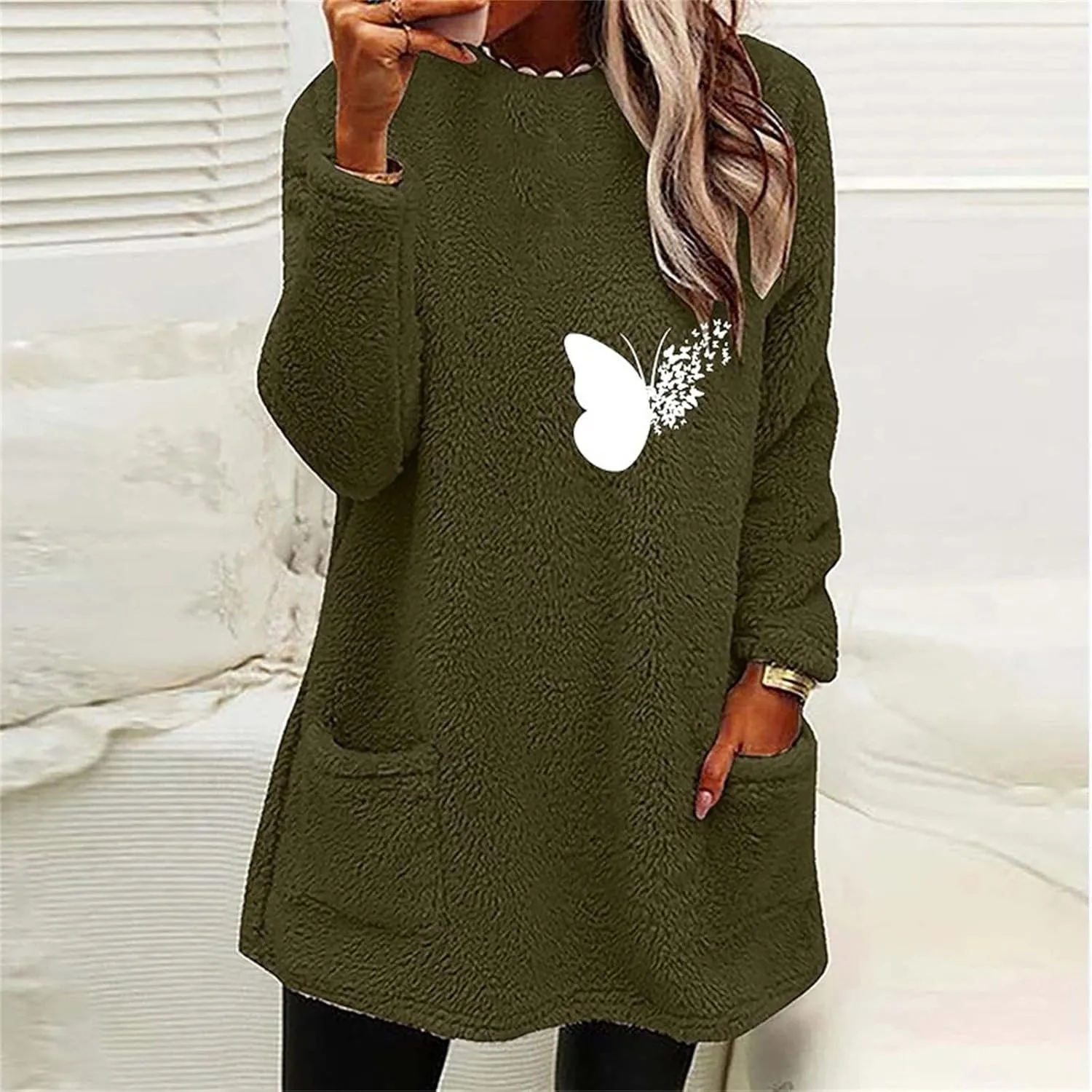 SHAOBGE Hoodies for Women Fleece Linend Warm Sweatshirt Hoodies Long Sleeve Tunic Pullover with Pockets Warm Winter Hoodies