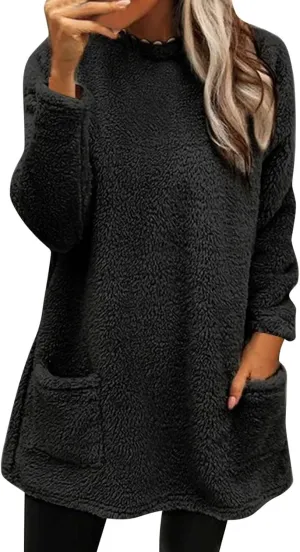 SHAOBGE Hoodies for Women Fleece Linend Warm Sweatshirt Hoodies Long Sleeve Tunic Pullover with Pockets
