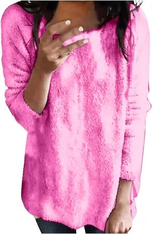 SHAOBGE Hoodies for Women Fleece Linend Warm Sweatshirt Hoodies Long Sleeve Tunic Pullover with Pockets