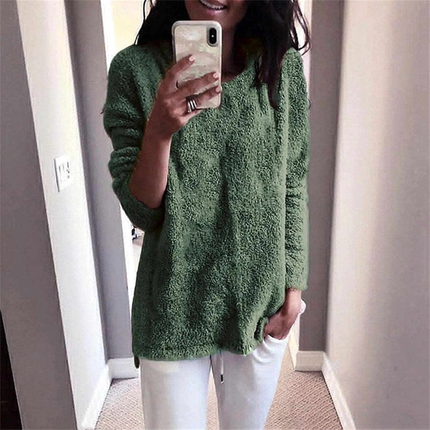 SHAOBGE Hoodies for Women Fleece Linend Warm Sweatshirt Hoodies Long Sleeve Tunic Pullover with Pockets