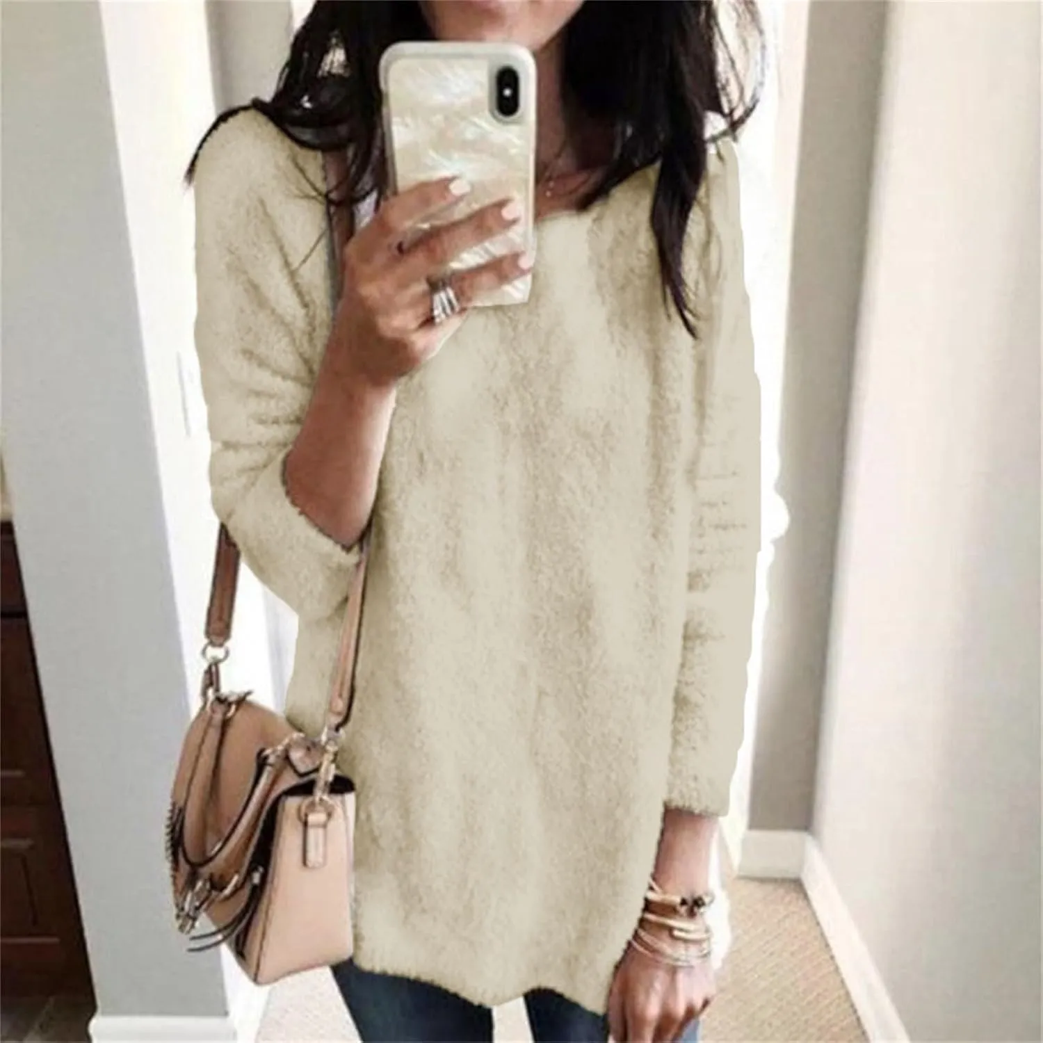 SHAOBGE Hoodies for Women Fleece Linend Warm Sweatshirt Hoodies Long Sleeve Tunic Pullover with Pockets