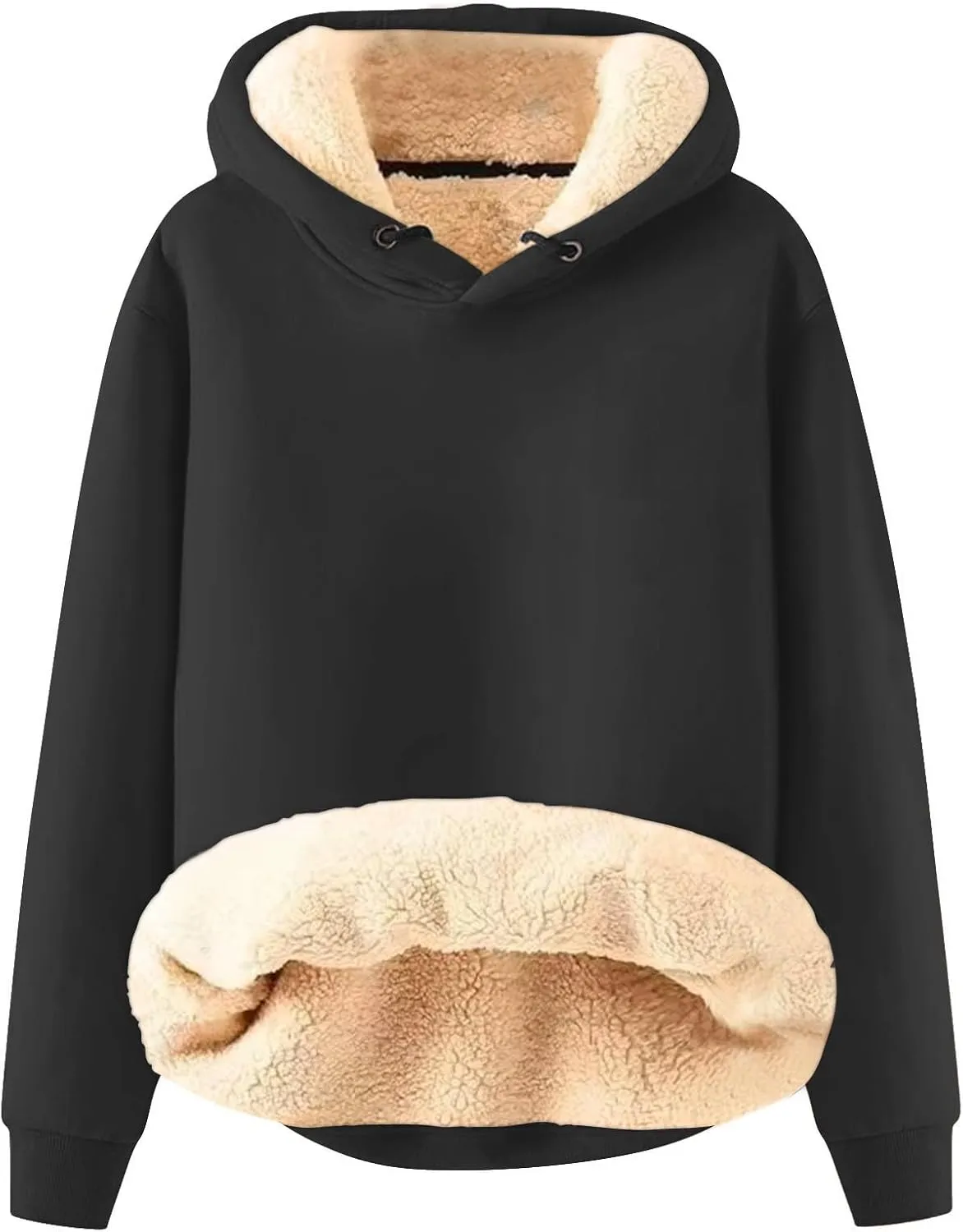 Sherpa Lined Hoodie Men Athletic Long Sleeve Oversized Hooded Sweatshirt Winter Warm Casual Comfy Fleece Pullover