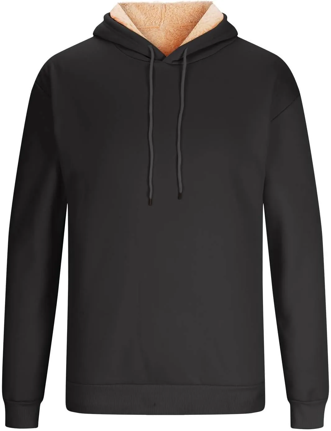 Sherpa Lined Hoodie Men Athletic Long Sleeve Oversized Hooded Sweatshirt Winter Warm Casual Comfy Fleece Pullover