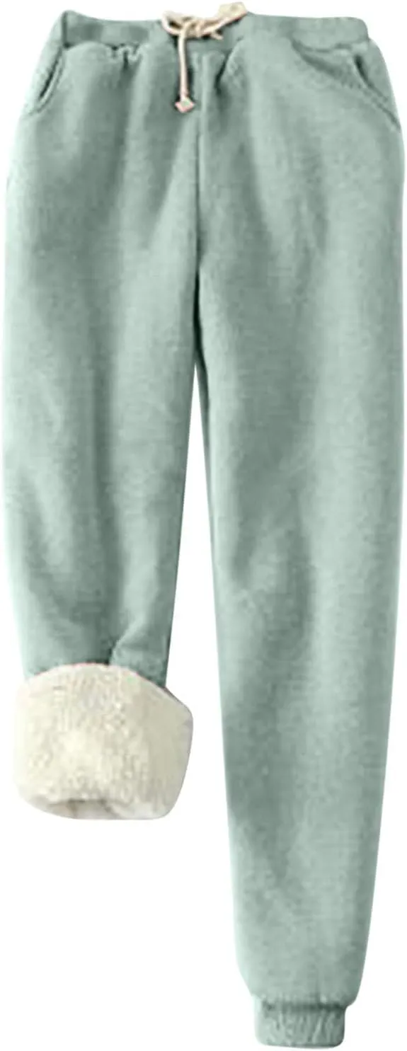 Sherpa Lined Lounge Sets for Women 2 Piece Warm Outfits Long Sleeve Pullover with Pockets Fuzzy Fleece Pajamas Set