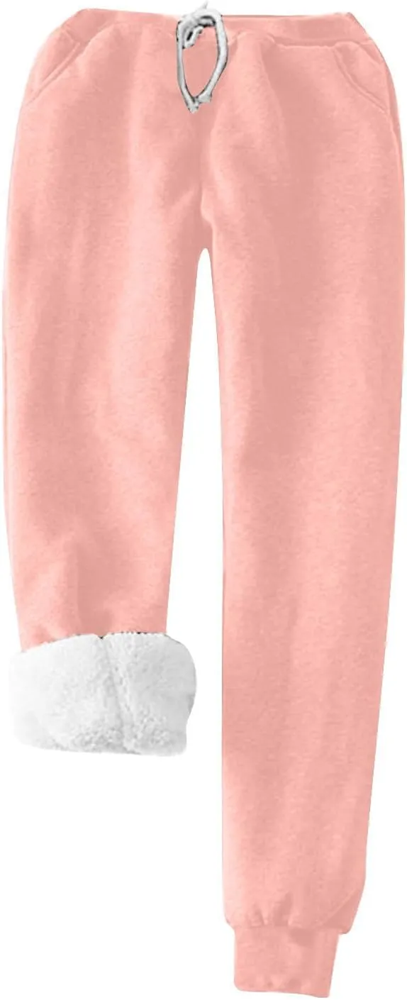 Sherpa Lined Lounge Sets for Women 2 Piece Warm Outfits Long Sleeve Pullover with Pockets Fuzzy Fleece Pajamas Set