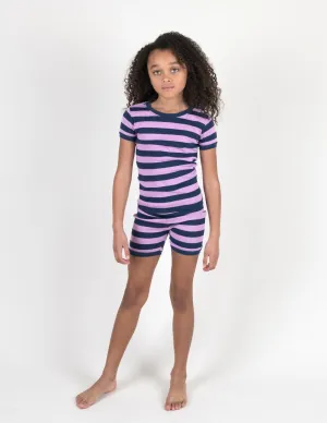 Short Sleeve Striped Cotton Pajamas