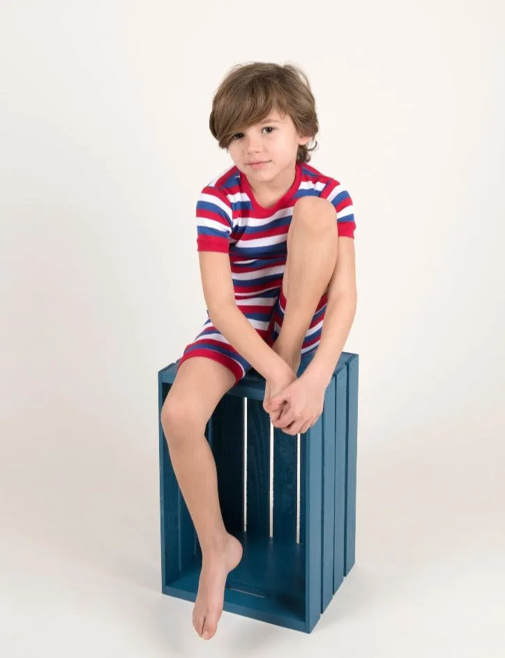 Short Sleeve Striped Cotton Pajamas