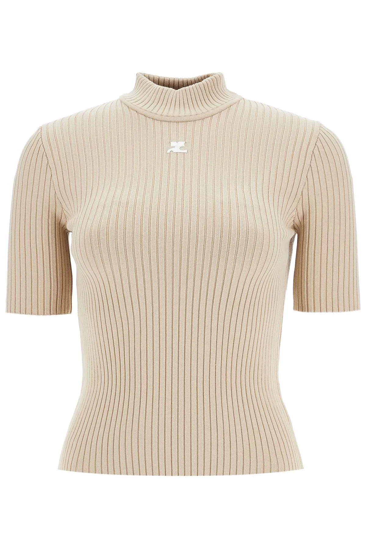 short-sleeved ribbed re-e PERMPU026FI0001 CAPPUCCINO