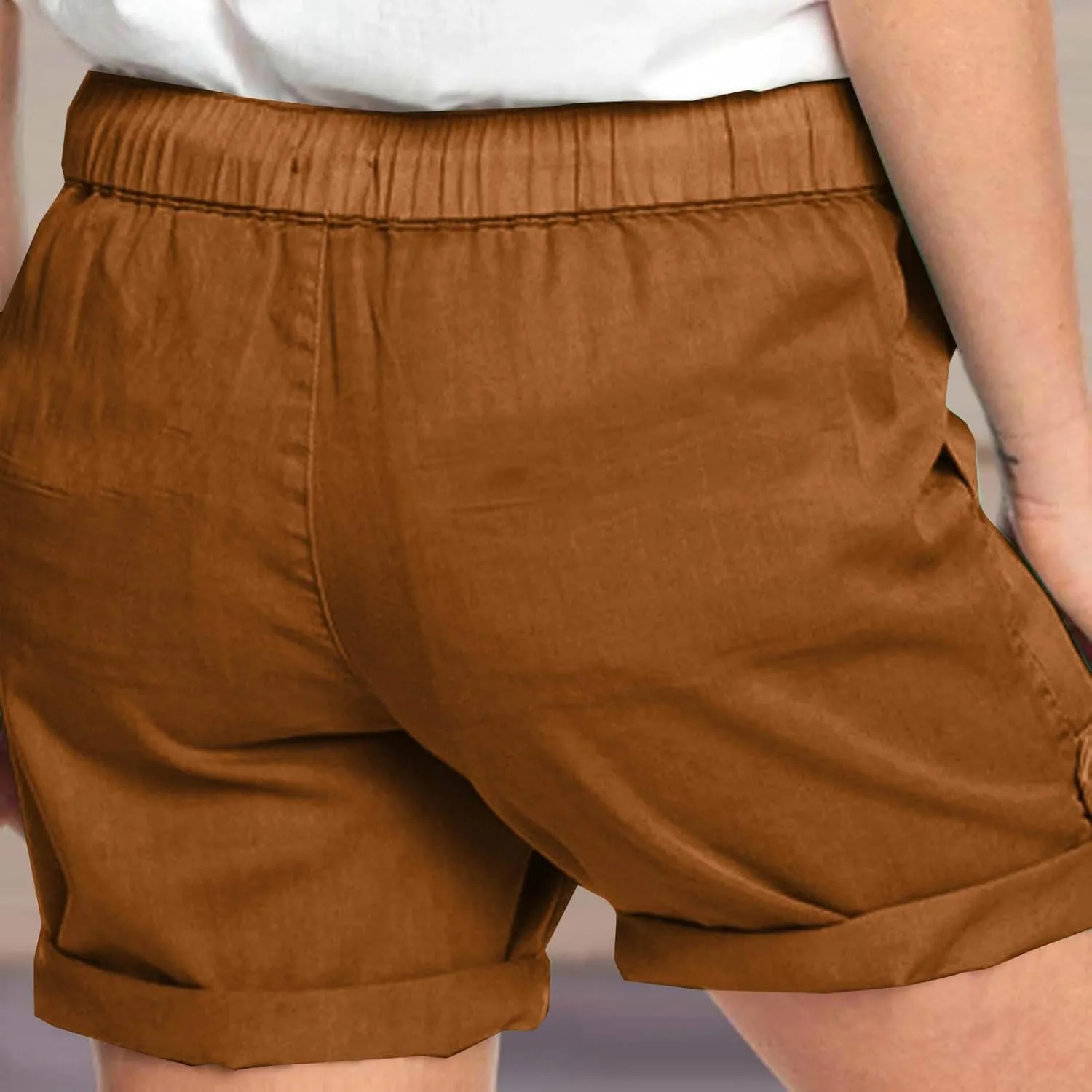 Shorts for Women Trendy 2025 Fashion Drawstring Elastic Waist Chino Shorts with Pockets Summer Beach Outdoor Outfits