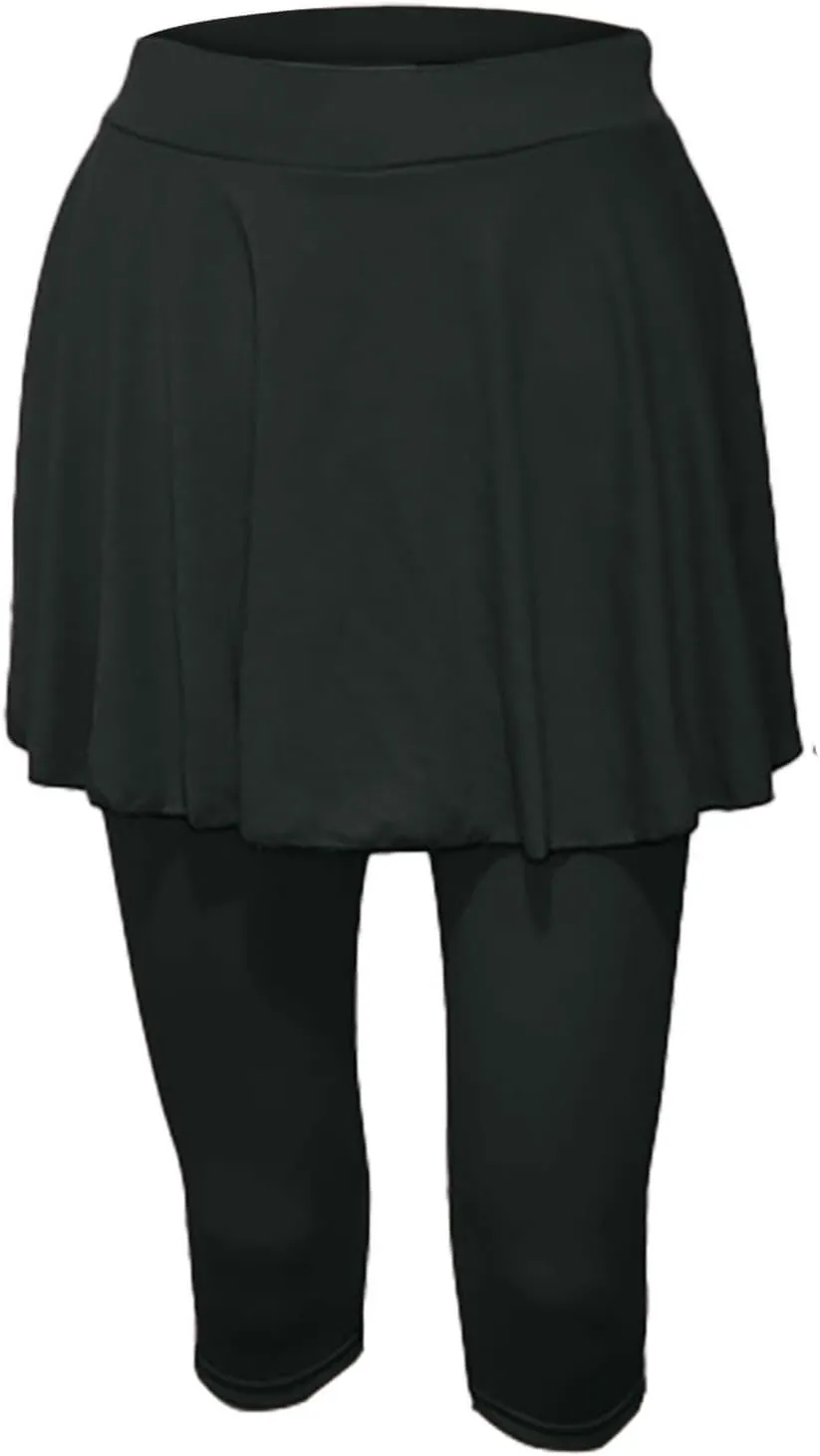 Skirted Leggings for Women High Waisted Athletic Golf Tennis Skirts with Leggings Tummy Control Yoga Capris with Skirt