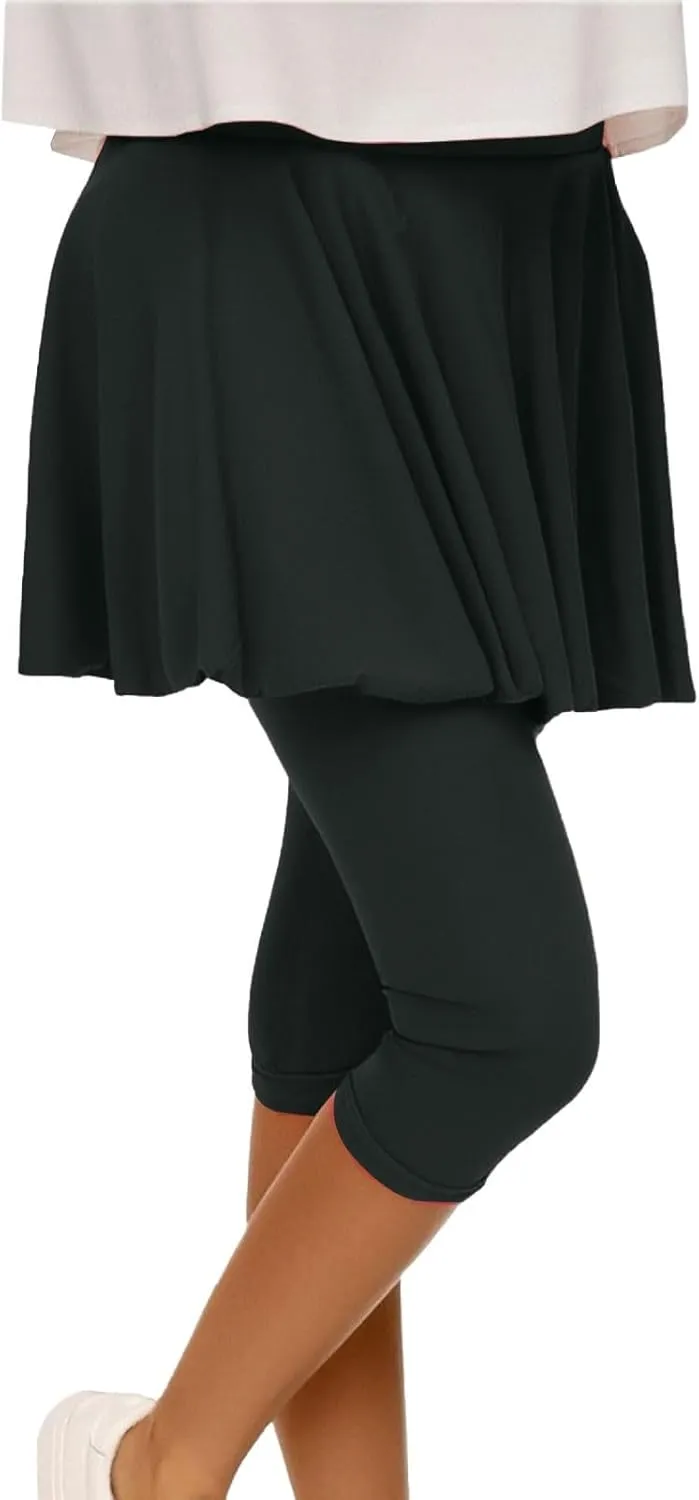 Skirted Leggings for Women High Waisted Athletic Golf Tennis Skirts with Leggings Tummy Control Yoga Capris with Skirt