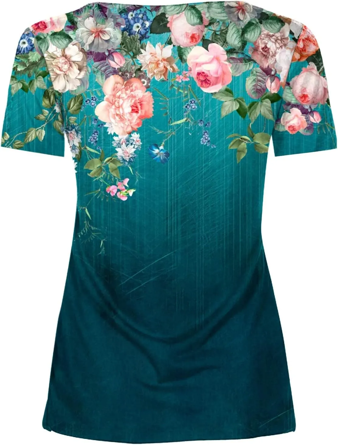 SMIDOW Plus Size Tunic Tops for Women Trendy 2024 Boho Floral Shirts Short Sleeve Notch v Neck t-Shirt Graphic Tees Blouse