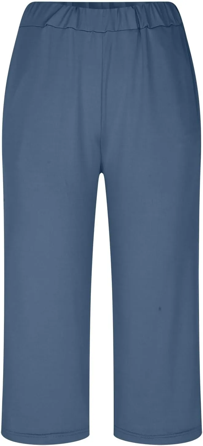 Smoneyful Womens Pajamas Set, Short Sleeve Lace V Neck Sleepwear Top with Capri Pants, Silk Satin Long Guipure