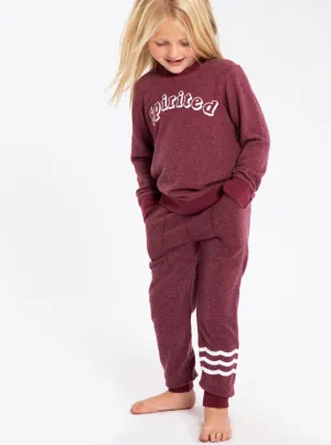 Sol Angeles Kids "Spirited" Hacci Pullover in Maroon - FINAL SALE