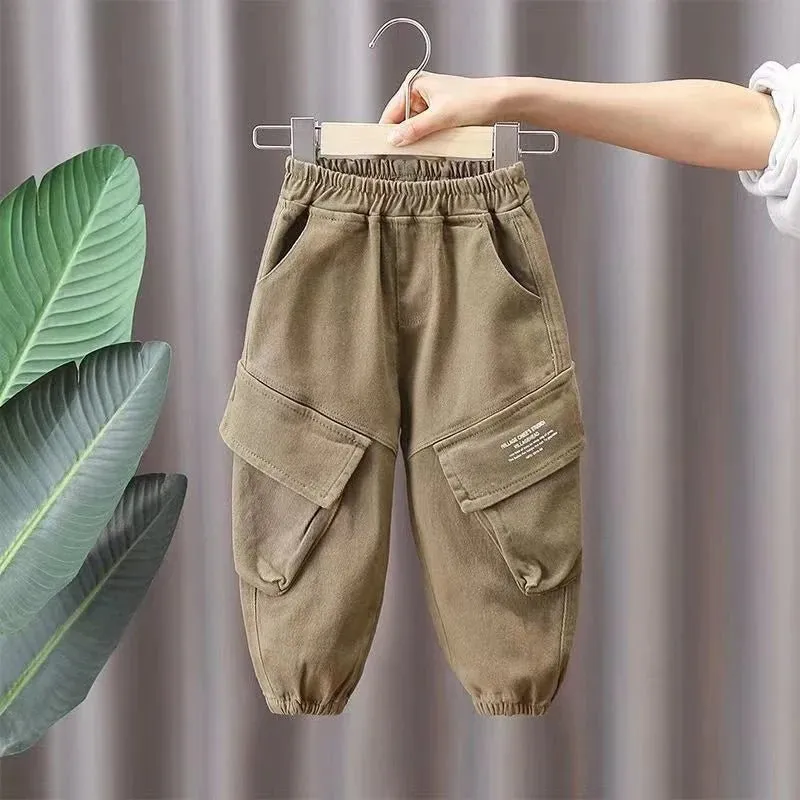 Solid Cargo Pants for Young Children