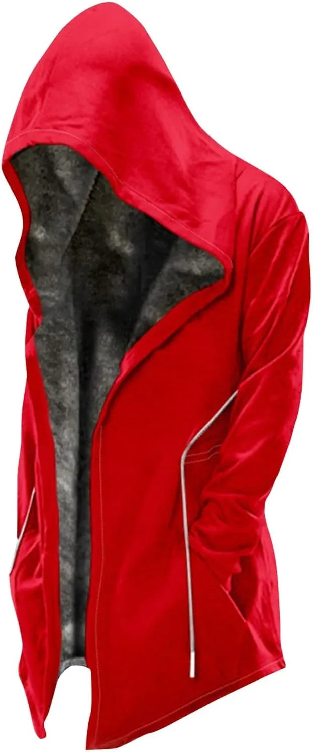 Solid Color Thickened Zipper Winter Jackets With Hood Long Sleeve Heavyweight Warm Fleece Coat, M-6XL