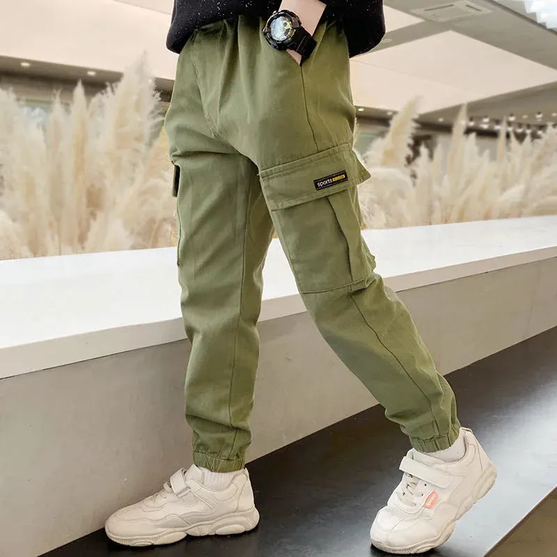 Spring Fall Boys Pants Casual Long Style Trousers For Kids 3-12 Years Old Teenage Children Sport Outdoor Pants