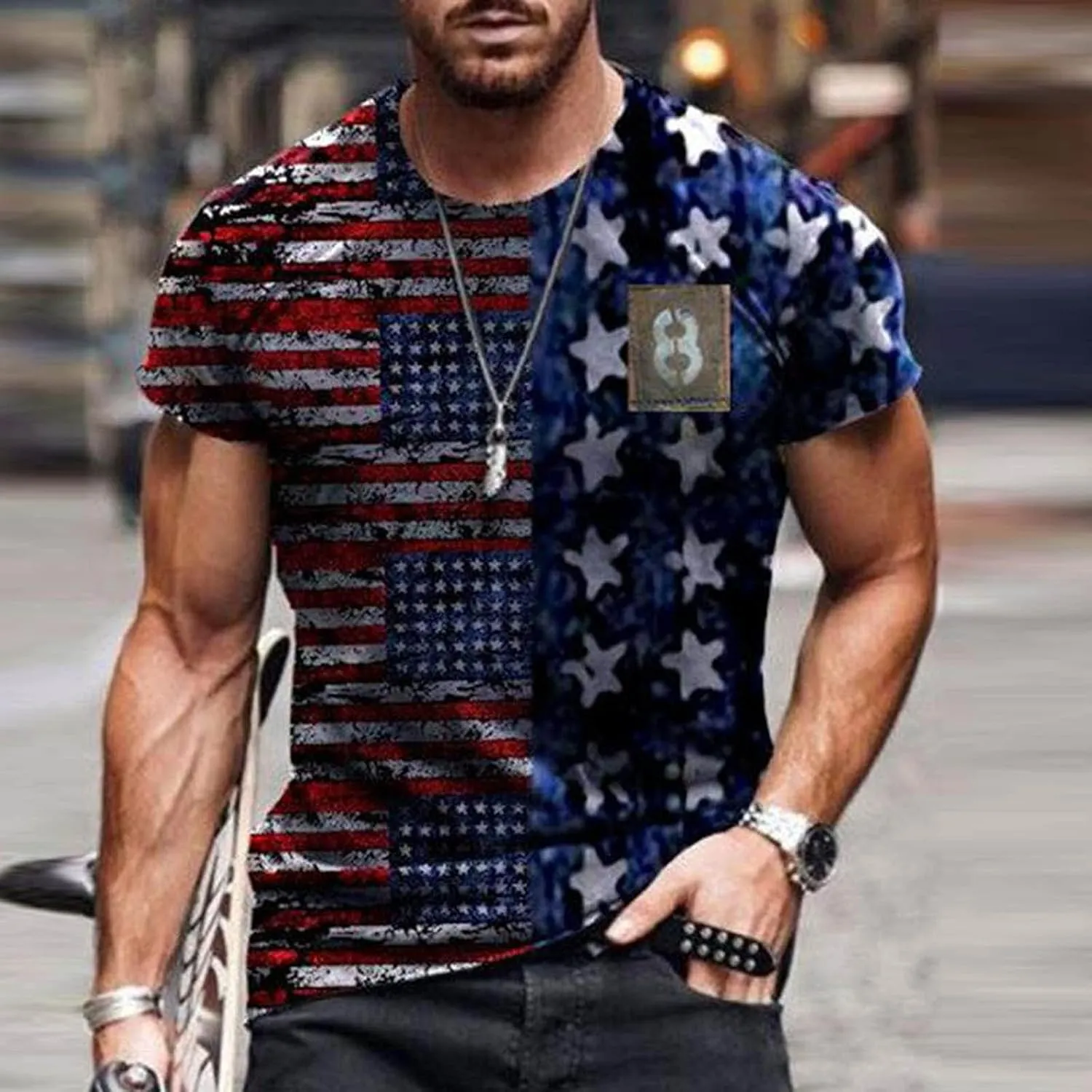 Straight Leg Workout Athletic Jogger Shorts for Man Summer Fall USA Flag 3D Digital Print Shorts Mens 2025 Y2K