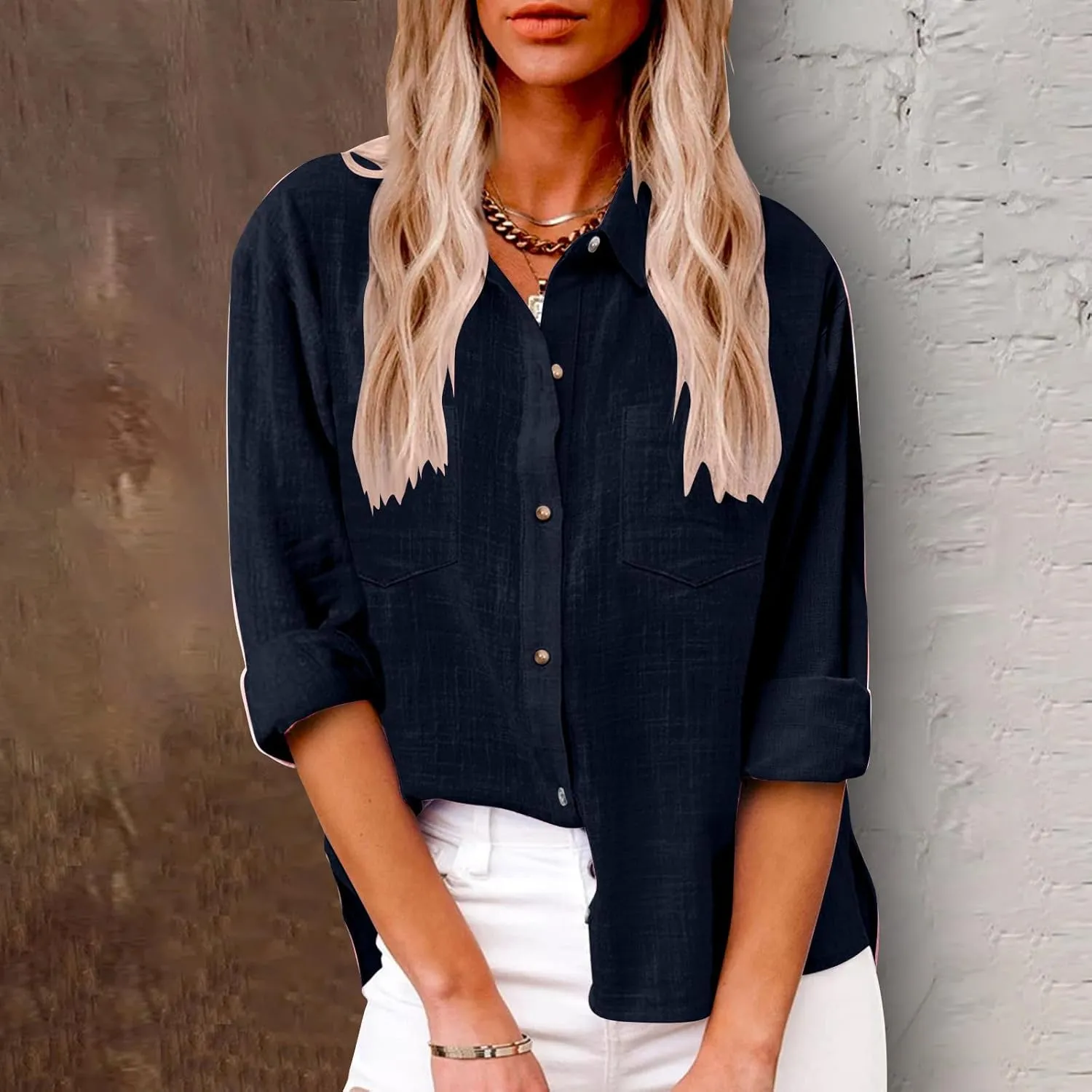 Summer Dresses for Women V Neck Oversized Button Up Cotton Shirt Dresses Ruffle Short Sleeve Shift Beach Dress