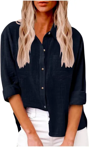 Summer Dresses for Women V Neck Oversized Button Up Cotton Shirt Dresses Ruffle Short Sleeve Shift Beach Dress