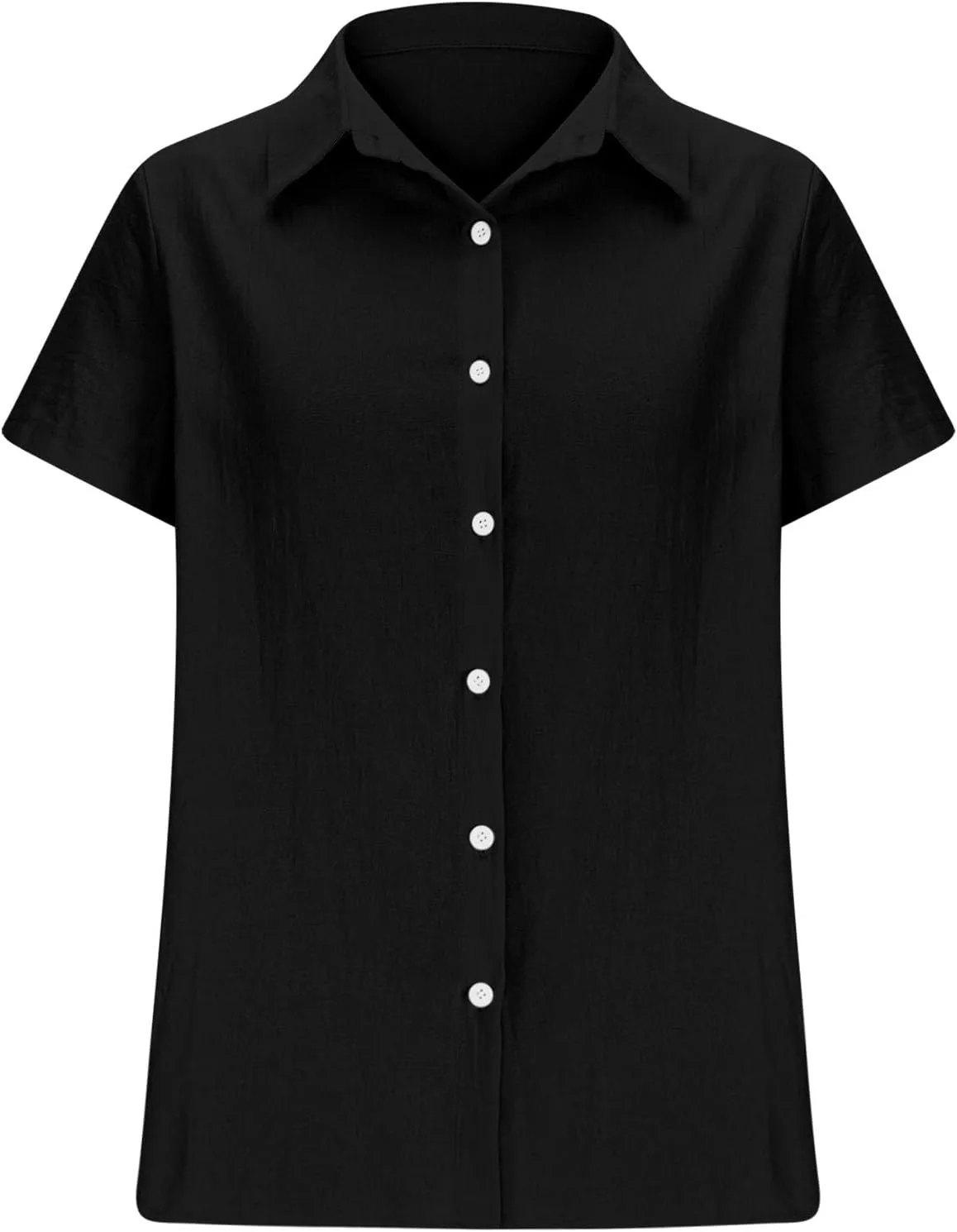 Summer Outfits for Women 2025 Button Down Short Sleeve Regular Fit Shirts Cotton Linen Comfy Casual Work Tshirt