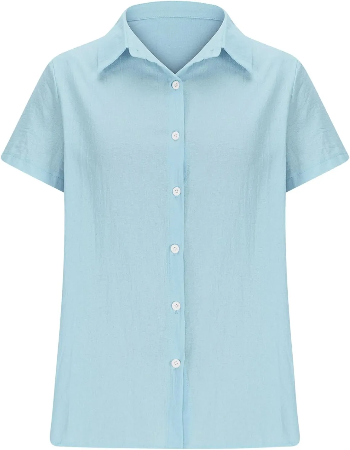 Summer Outfits for Women 2025 Button Down Short Sleeve Regular Fit Shirts Cotton Linen Comfy Casual Work Tshirt
