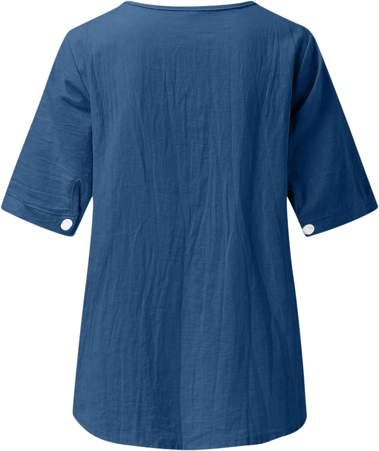 Summer Tops for Women 2025 Casual 3/4 Sleeve Button Down Cotton Linen Shirts Boho Trendy V-Neck Tunic Blouses Clothes