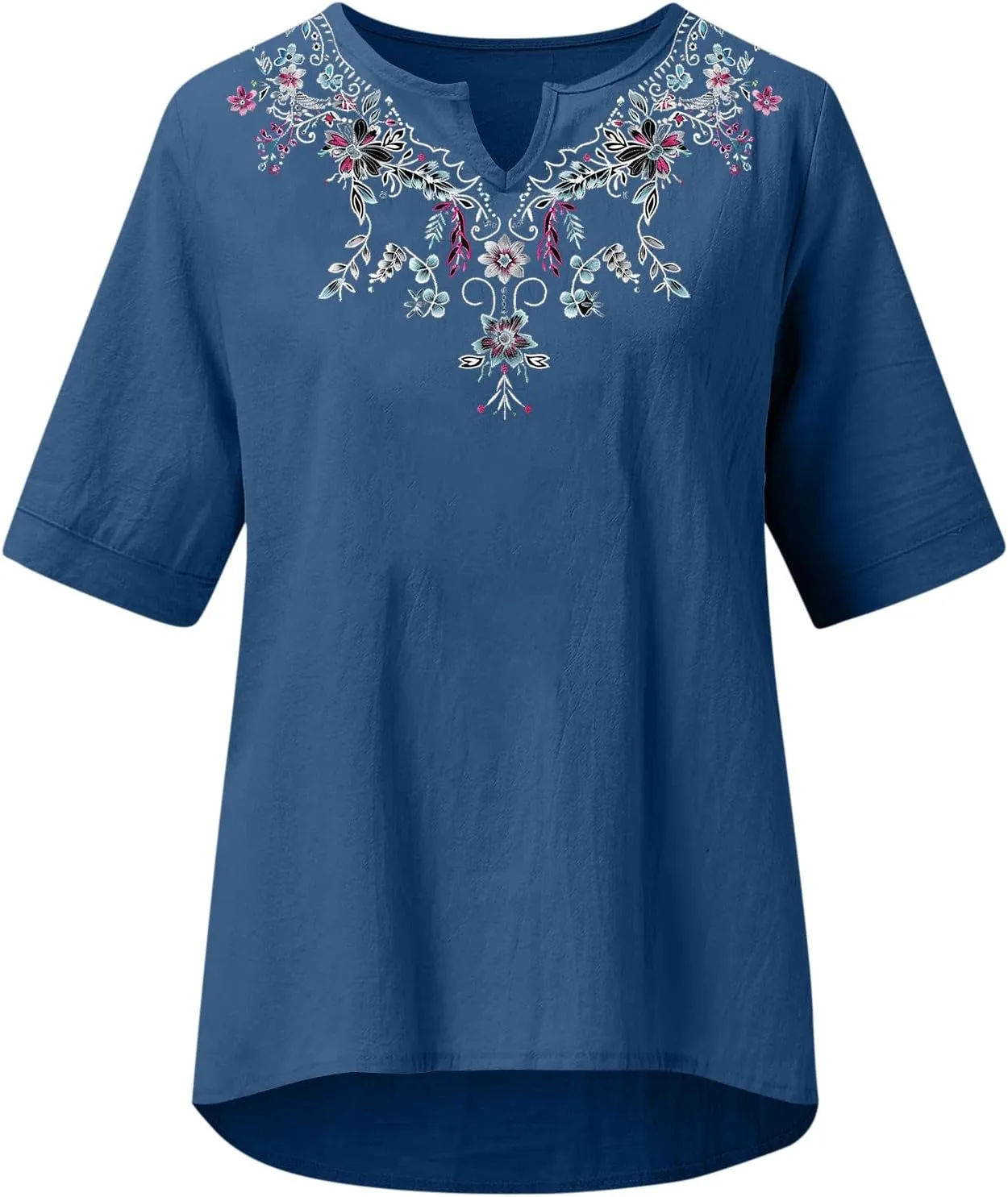 Summer Tops for Women 2025 Casual 3/4 Sleeve Button Down Cotton Linen Shirts Boho Trendy V-Neck Tunic Blouses Clothes