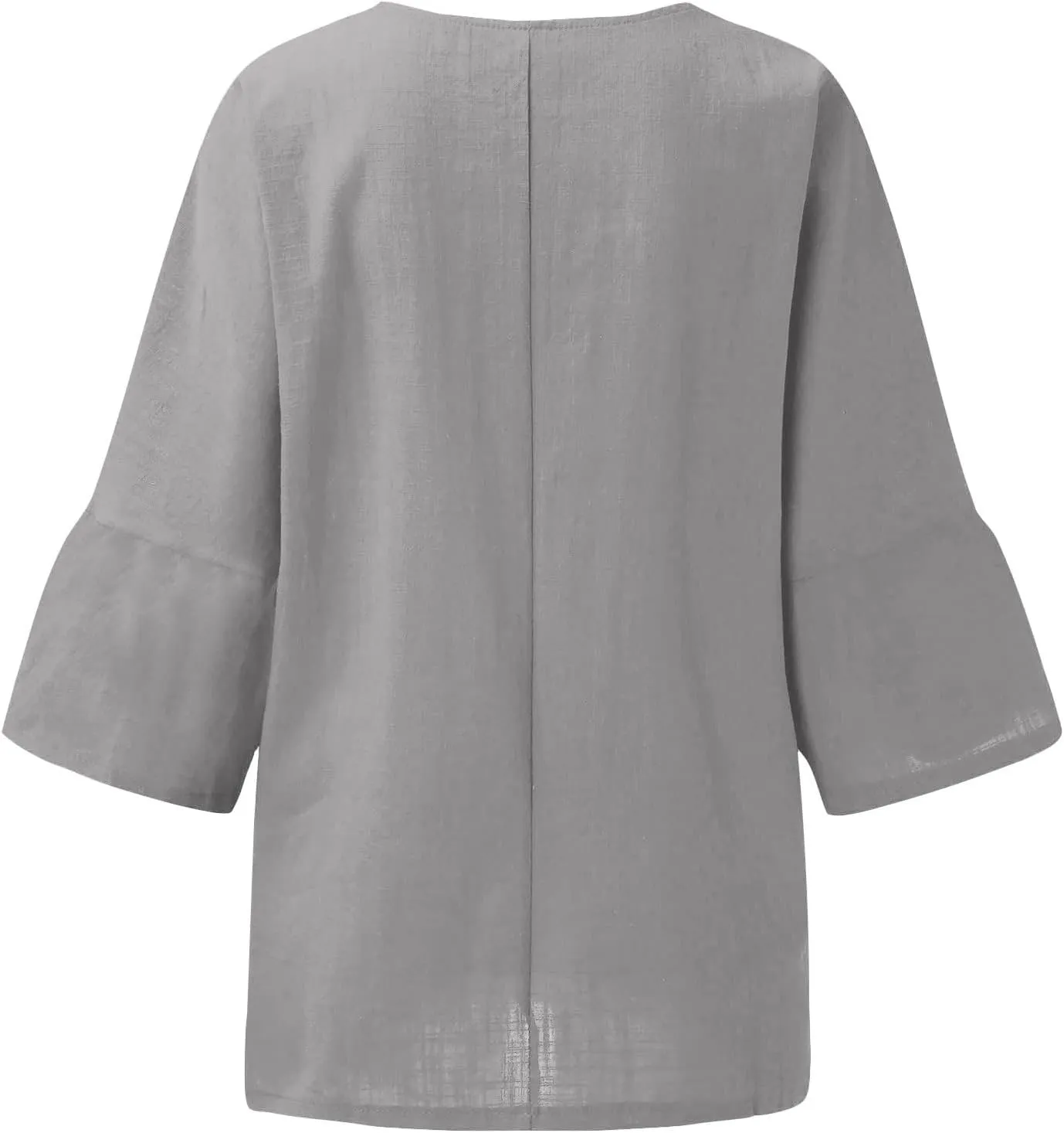 Summer Tops for Women 2025 Trendy 3/4 Length Sleeve Crew Neck Lined Shirts Loose Fit Side Split Solid Blouses Casual