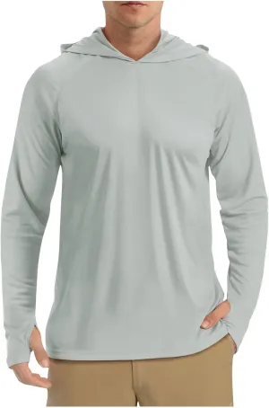 Sun Shirts for Men Hoodie Long Sleeve Casual UPF 50  Uv Protection Fishing Shirt Lightweight Quick Dry Athletic Shirt Gray, Large