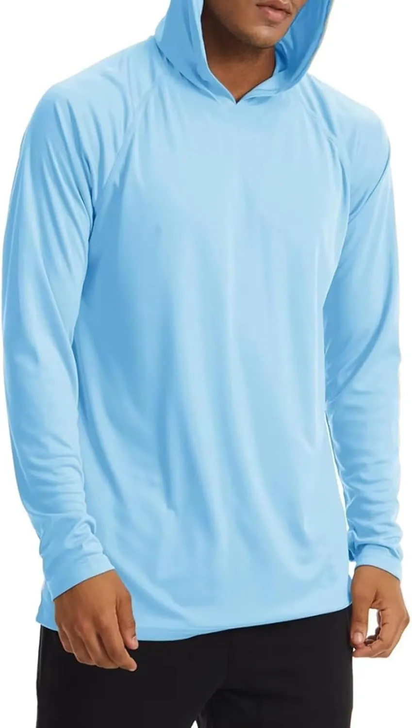 Sun Shirts for Men UPF 50  Sun Protection Hoodie T-Shirt Long Sleeve SPF Outdoor Fishing Lightweight UV Hiking Shirts
