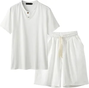 SUWBMHWE Men's Casual Beach Outfits Polo Shirt and Shorts Set 2 Piece Tracksuit for Summer Vacation Outfits for Men