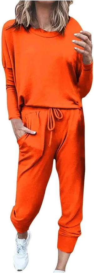 Sweat Suit for Women 2 Piece Set Fashion Crewneck Pullover Tops Joggers Pants Lounge Set Two Piece Outfits Tracksuit