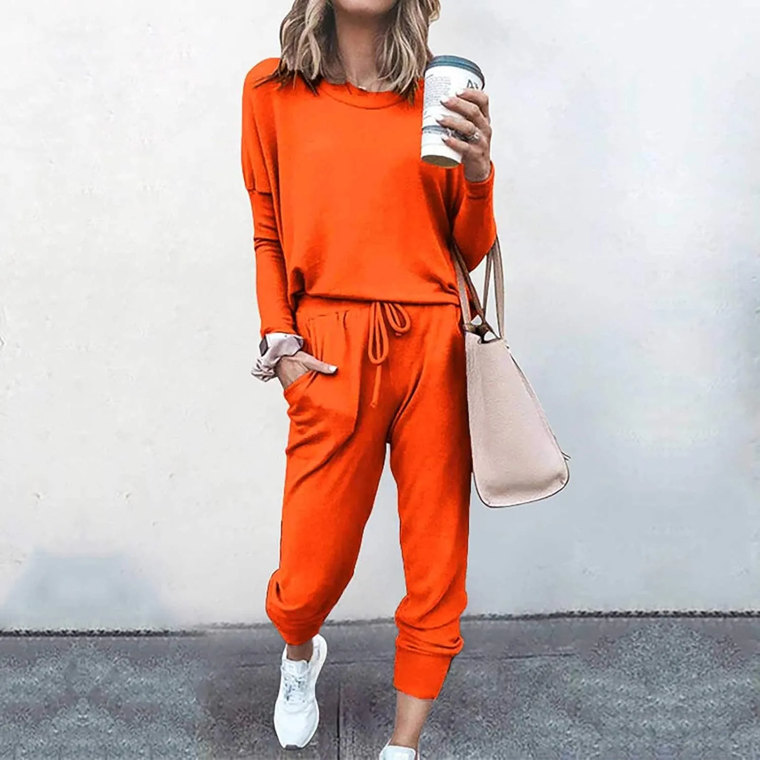 Sweat Suit for Women 2 Piece Set Fashion Crewneck Pullover Tops Joggers Pants Lounge Set Two Piece Outfits Tracksuit