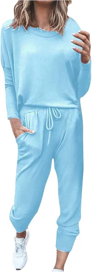 Sweat Suit for Women 2 Piece Set Fashion Crewneck Pullover Tops Joggers Pants Lounge Set Two Piece Outfits Tracksuit