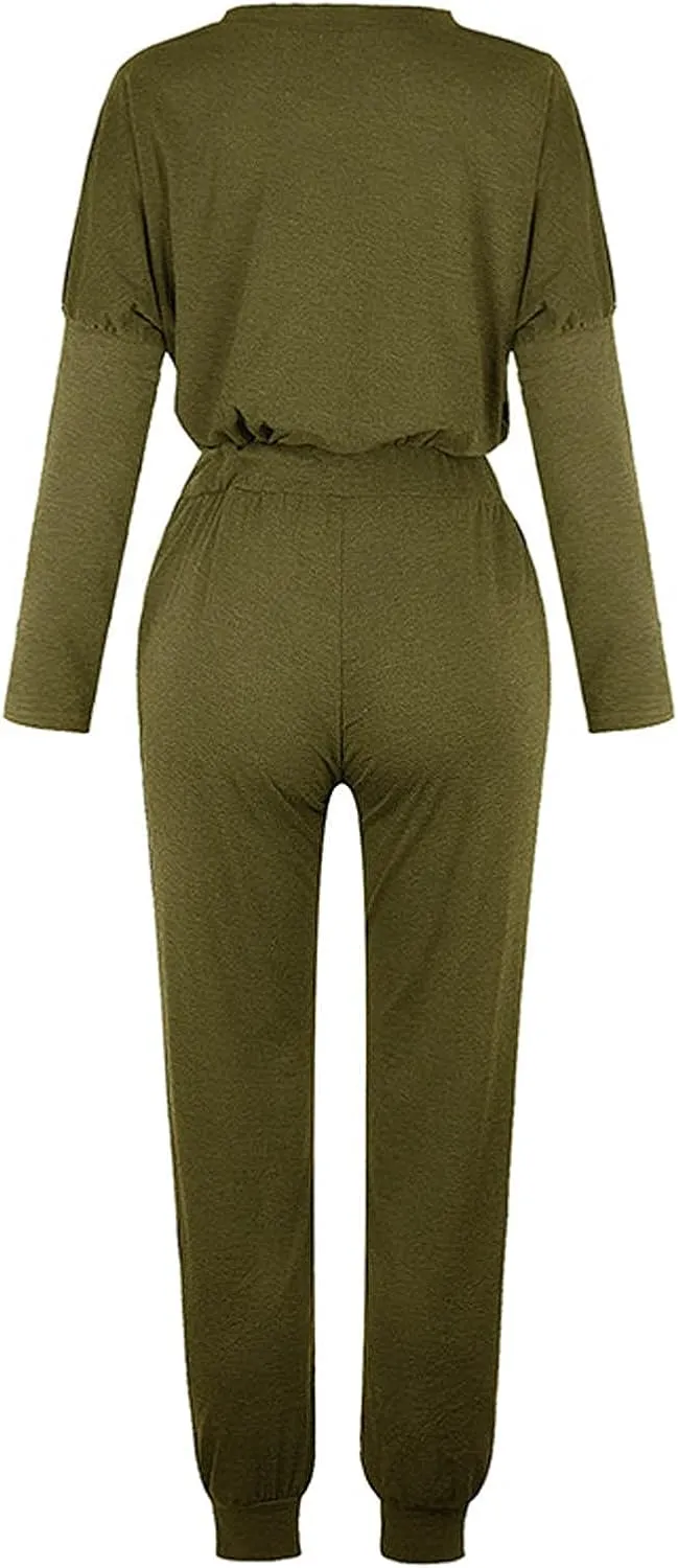 Sweatsuits Women 2 Piece Outfit Long Sleeve and Pants Set Loose Fit Lounge Set Casual Tracksuit Summer Track Suit