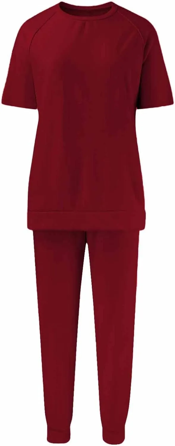 Sweatsuits Women 2 Piece Outfit Summer Lounge Sets Short Sleeve T Shirts Sweatpant Jogger Sets Workout Sets Tracksuit