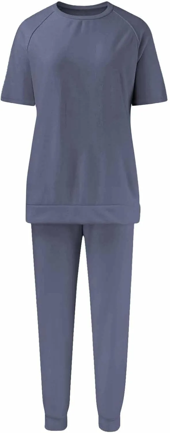 Sweatsuits Women 2 Piece Outfit Summer Lounge Sets Short Sleeve T Shirts Sweatpant Jogger Sets Workout Sets Tracksuit