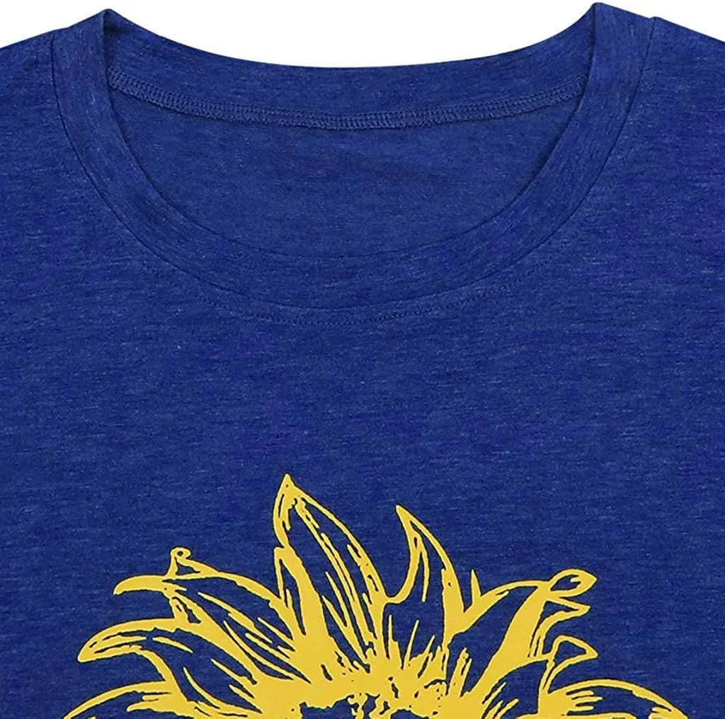 T Shirts for Women V Neck Slim Fit Flowers Print Shirt Floral Wildflowers Graphic Tees Casual Short Sleeve T Shirts
