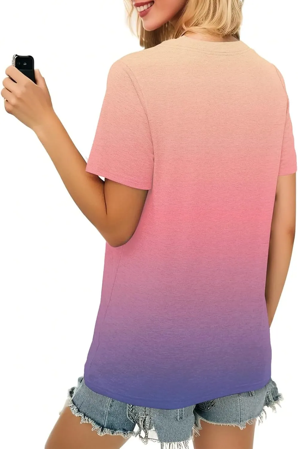 T Shirts Short Sleeve V Neck Tees Womens Fashion Tops 2025 Trendy Business Casual Summer Fashion Clothing Tops